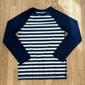Tea Collection Navy & White Striped Long-Sleeve Rashguard size 14 NWOT